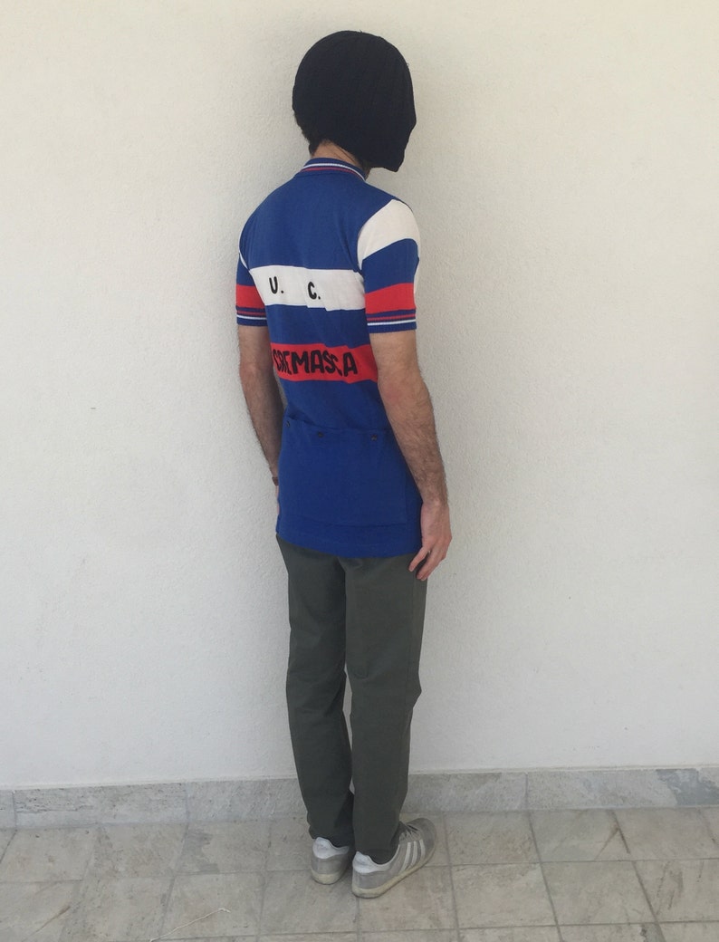 Men/'s Vintage 70/'s Embroidered Wool Moka Liudi Team Cycling Jersey