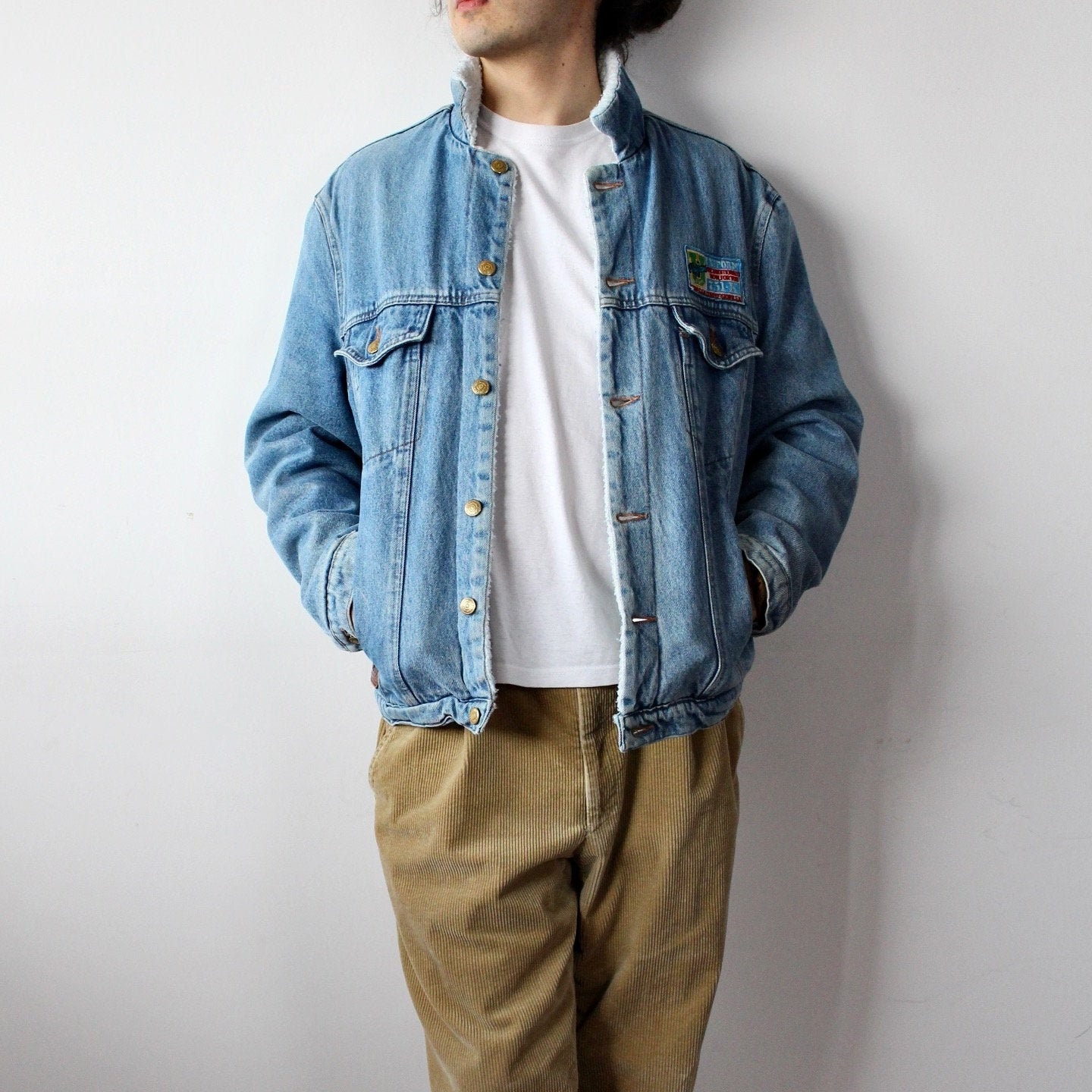 Men's Uniform Denim Sherpa Jacket Man 