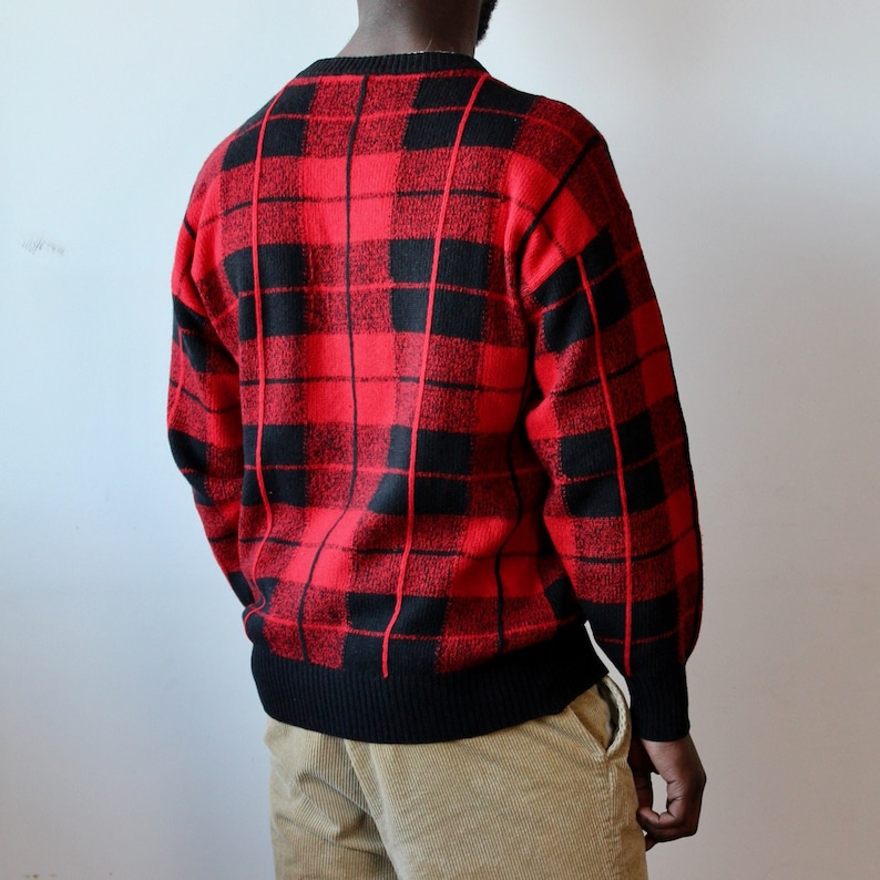 Men/'s Valentino Red Black Checked Jumper