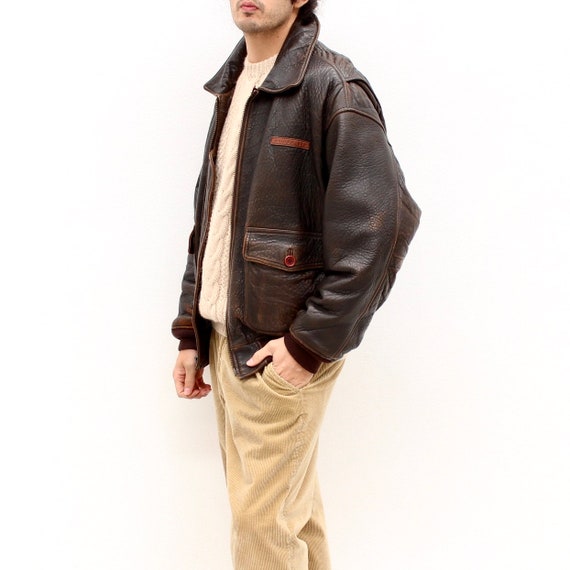Avirex Brown Leather Bomber Jacket 