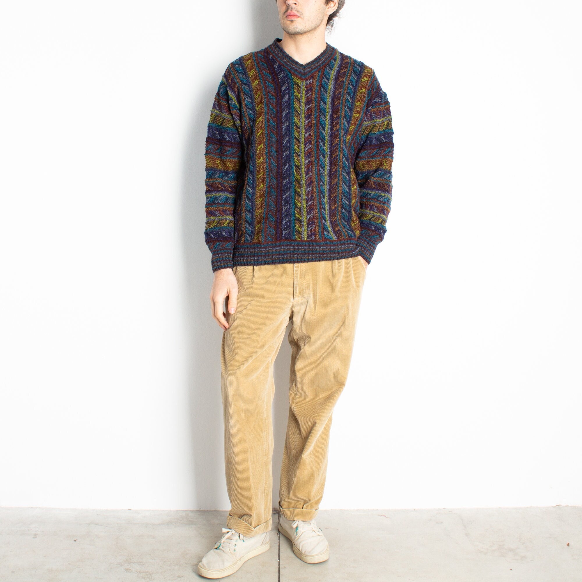 Colorful Vertical Striped V-neck 