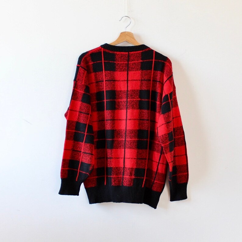 Men/'s Valentino Red Black Checked Jumper