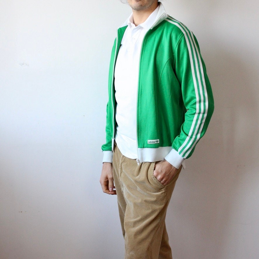 Herren Adidas grün weiß Streifen Track Anzug Jacke Mann ...