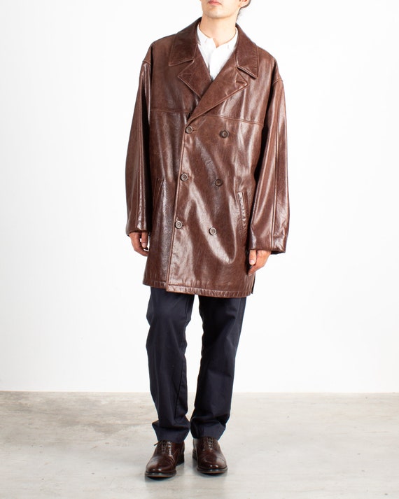 Men's Angelo Litrico Brown Leather Double Breasted Ja�?� - Gem