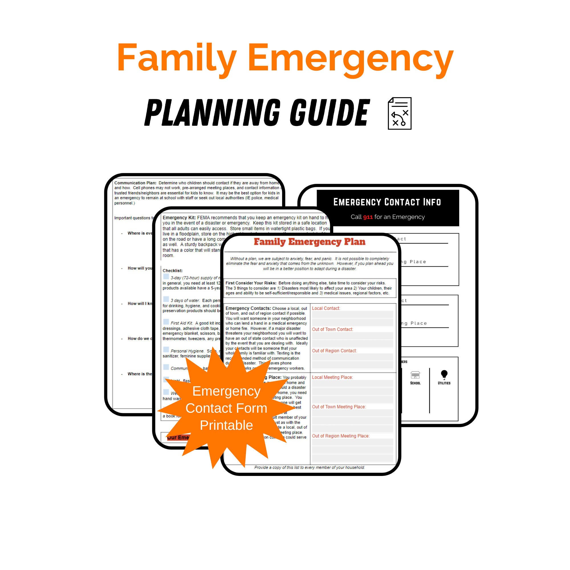 Family Emergency Plan Guide with checklist and blank | Etsy