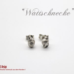 May include: A pair of silver earrings shaped like seashells. The earrings are small and delicate, and they have a simple, elegant design.