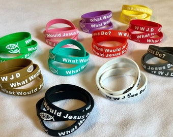 1 WWJD ¿Qué haría Jesús? Pulsera tejida Pulsera Nuevos colores Lote a granel Joyería religiosa cristiana Calidad genuina Vendedor estadounidense Bandas de oración