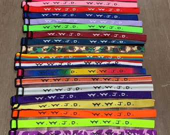 12 WWJD ¿Qué haría Jesús? Pulsera tejida Pulsera Nuevos colores Lote a granel Joyería religiosa cristiana Bandas de oración genuinas