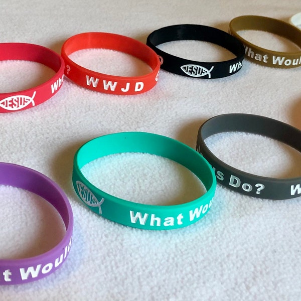 12 WWJD What Would Jesus Do Silicon Rubber Bracelets Wristbands Bulk Lot Christian Religious Jewelry Genuine Quality US Seller Prayer Bands