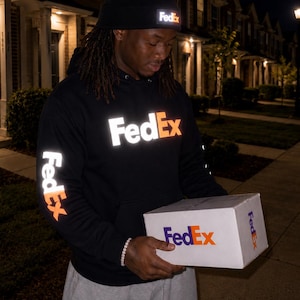Reflective FedEx Hoodie Delivery Driver (Black, Gray, Navy Sweatshirt)