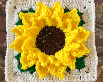 Hand Crocheted Sunflower Granny Square