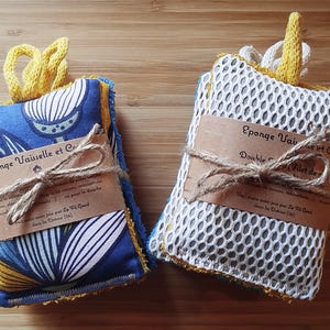 Washable, reusable and durable fabric sponge, sponge, bamboo, linen, organic mesh, dishes, bathroom, cleaning, zero waste