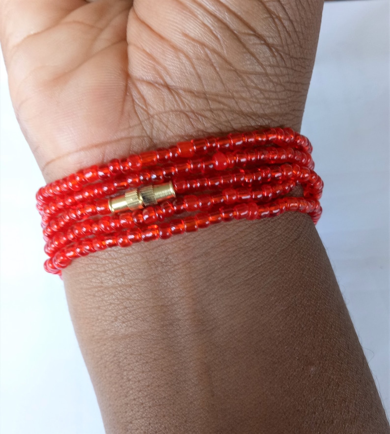 Belly Beads With Clasps- Waistbead Shop- African Jewelry- African Waistbeads- Masai Red Waist Beads Belly Chain African Waist Beads