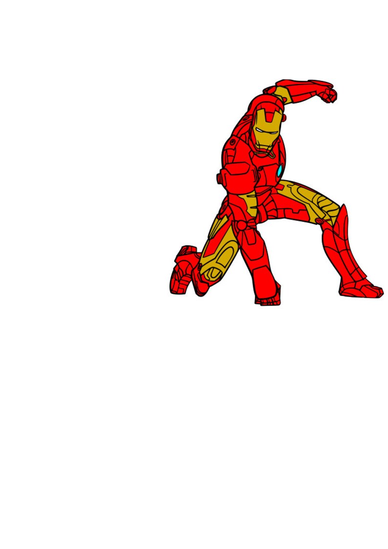 K&ouml;nnte beinhalten: Eine rote und goldene Superheldenfigur in einer dynamischen Pose, mit einem erhobenen Arm und dem anderen Arm, der im Ellbogen gebeugt ist. Die Figur tr&auml;gt einen Helm mit einer roten Gesichtsmaske und einem gelben Brustst&uuml;ck.