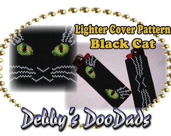 Lighter Cover PATTERN ~ Black Cat, Peyote stitch