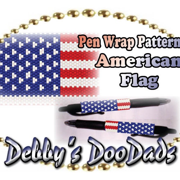 Pen Wrap PATTERN ~ American Flag, Peyote stitch