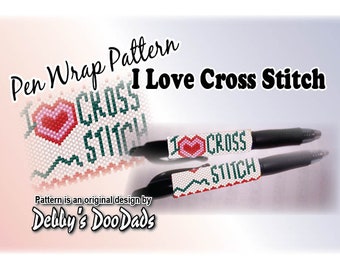 Pen Wrap PATTERN ~ I Love Cross Stitch, Peyote stitch