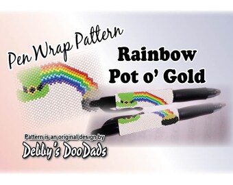 PATRÓN de envoltura de pluma de olla de oro arcoíris - Puntada de peyote