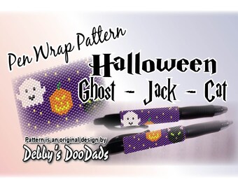 Patrón de envoltura de bolígrafo ~ Gato fantasma de Halloween