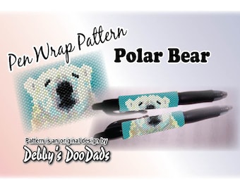 Patrón para envolver bolígrafos ~ Oso polar - Puntada peyote