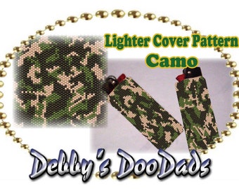 Lighter Cover PATTERN ~ Camo, Peyote stitch