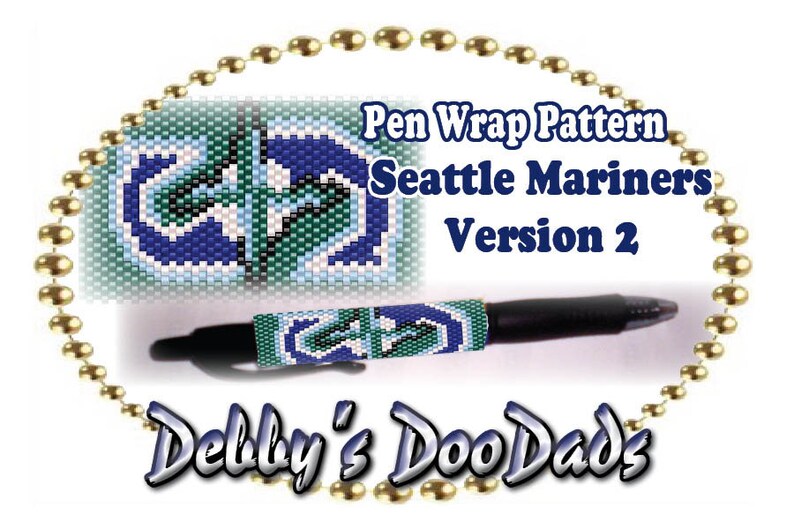 Pen Wrap PATTERN ~ Seattle Mariners Version 2 Peyote stitch