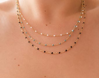 Collana in acciaio inossidabile con perline colorate