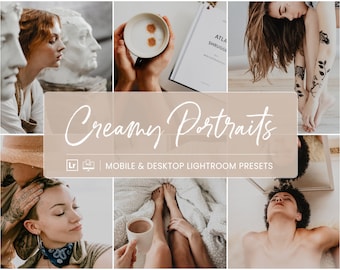 10 Mobile Lightroom Presets, Creamy Portraits Lightroom Presets, Selfie Presets, Desktop Presets, Blogger Presets, Creamy Presets, Dng File