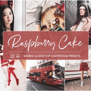 5 Raspberry Mobile Lightroom Presets, Red Color Desktop Lightroom Presets, Red Bright Photo Filter, Influencer Lifestyle Instagram Presets