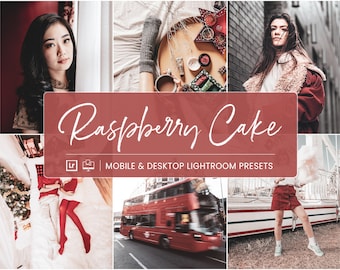 5 Raspberry Mobile Lightroom Presets, Red Color Desktop Lightroom Presets, Red Bright Photo Filter, Influencer Lifestyle Instagram Presets