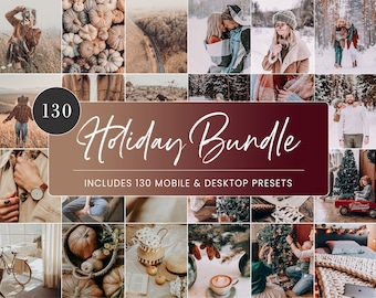 130 Holiday Mobile Lightroom Presets Bundle, Seasonal Preset Bundle, Instagram Blogger, Photo Edit Filters for Influencers, Winter Presets