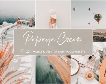 10 Mobile Lightroom Presets, Papaya Cream Lightroom Presets, Cream Presets, Desktop Presets, Blogger Presets, Creamy Presets, Dng File