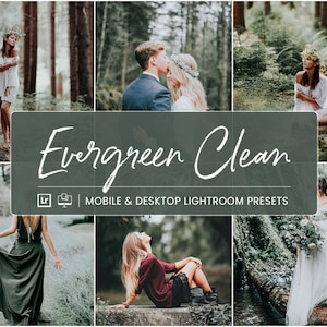 Evergreen Lightroom Presets: Forest, Wedding, Green Color (Mobile & Desktop)