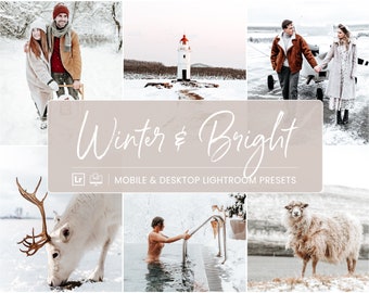 10 Winter Bright Mobile Lightroom Presets, Christmas Mobile Presets, Snow Presets, Bright Presets, Xmas Instagram Presets, Holiday Presets