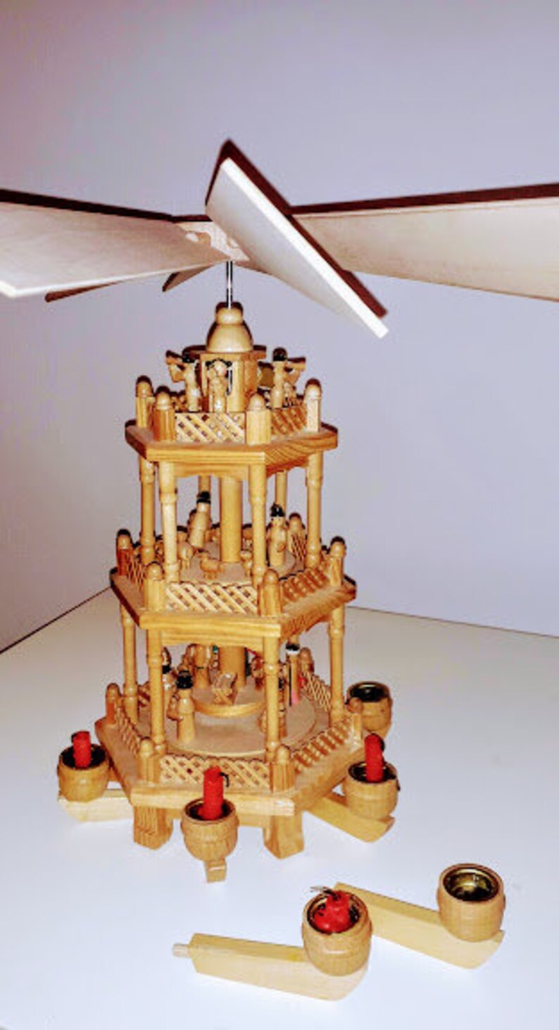 Christmas Wood Pyramid Carousel 3 Level Vintage German Etsy UK