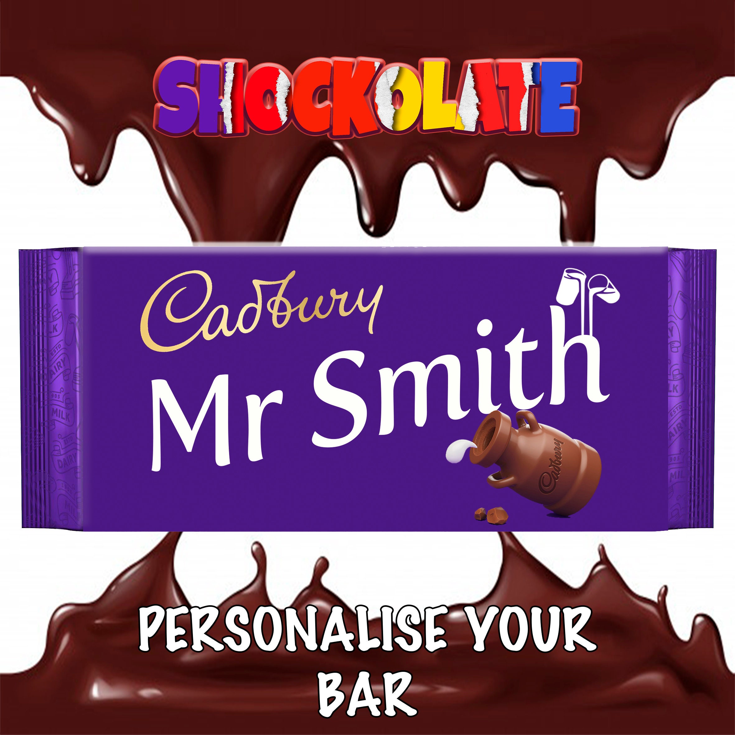 Personalised Cadburys Dairy Milk Chocolate Bar wrapper Etsy