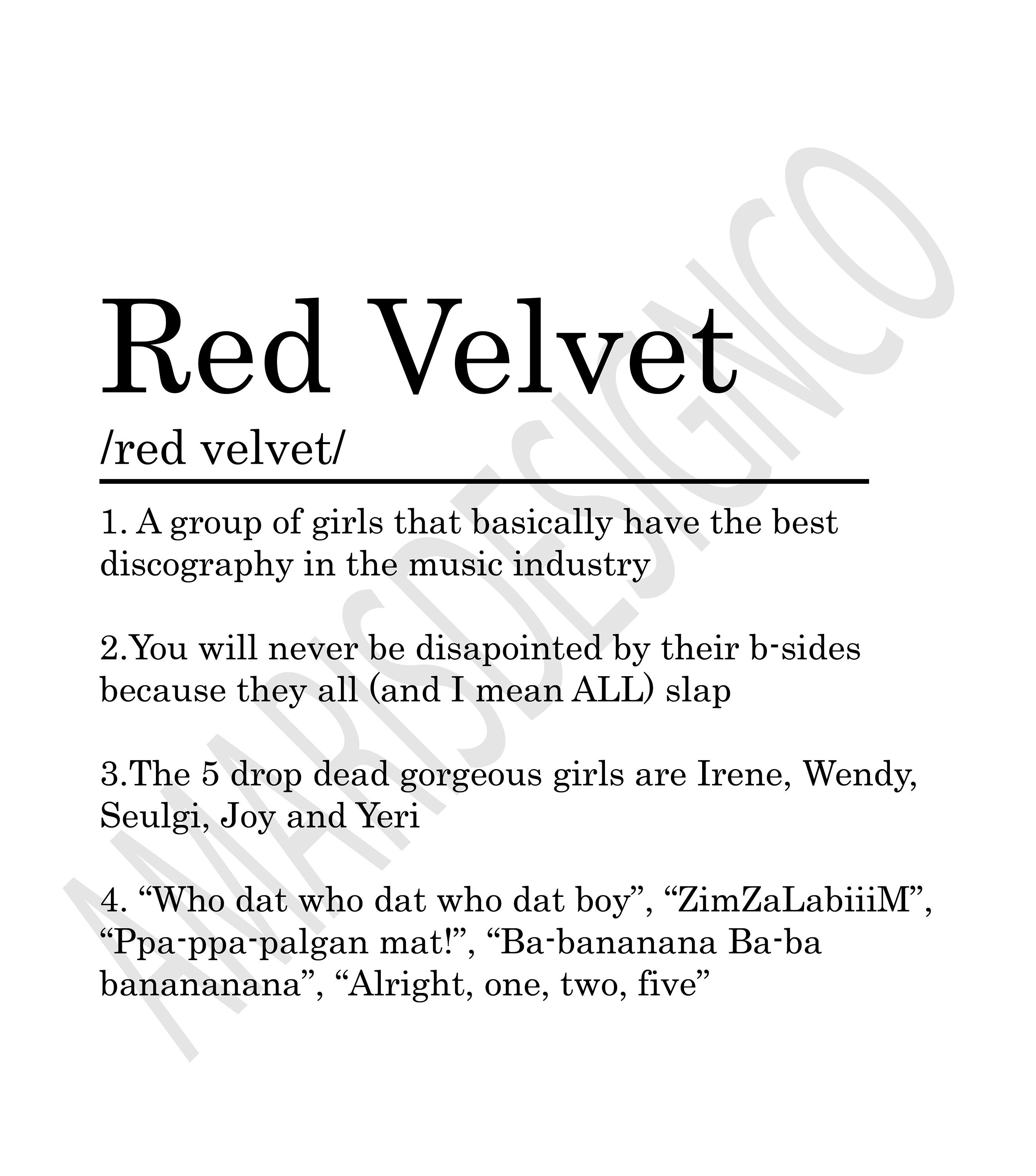 Red Velvet Definition Digital Download Poster Etsy