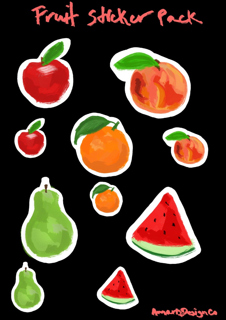 Digital Printable Fruit Sticker Sheet Pack | Etsy