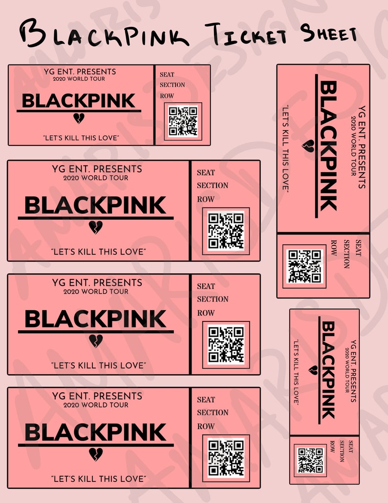 Digital Blackpink Ticket Sheet Etsy