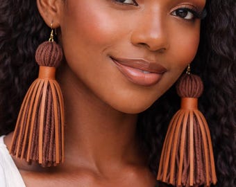Leather Fringe Tassel Earrings