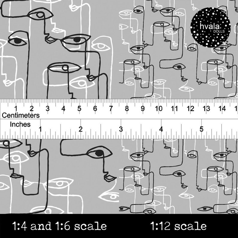 Squiggly Faces Wallpaper For Dollhouse A3 Modern Etsy