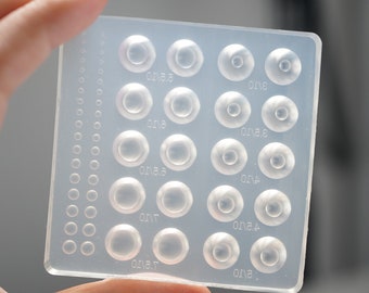 Silikonform für BJD Puppenaugen Halbkugel Auge Basis 2 mm 3 mm 4 mm 4,5 mm 5 mm 6 mm 6,5 mm 7 mm 8 mm 10 mm 12 mm 14 mm 16 mm Pupillenform