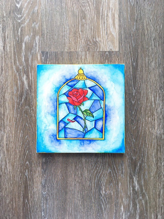 Original Hand Painted Watercolour Beauty And The Beast Rose Etsy