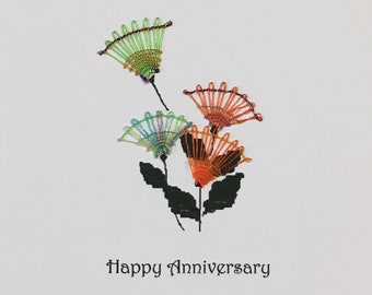 Bobbin Lace ‘Happy Anniversary’ Greeting Card & Envelope
