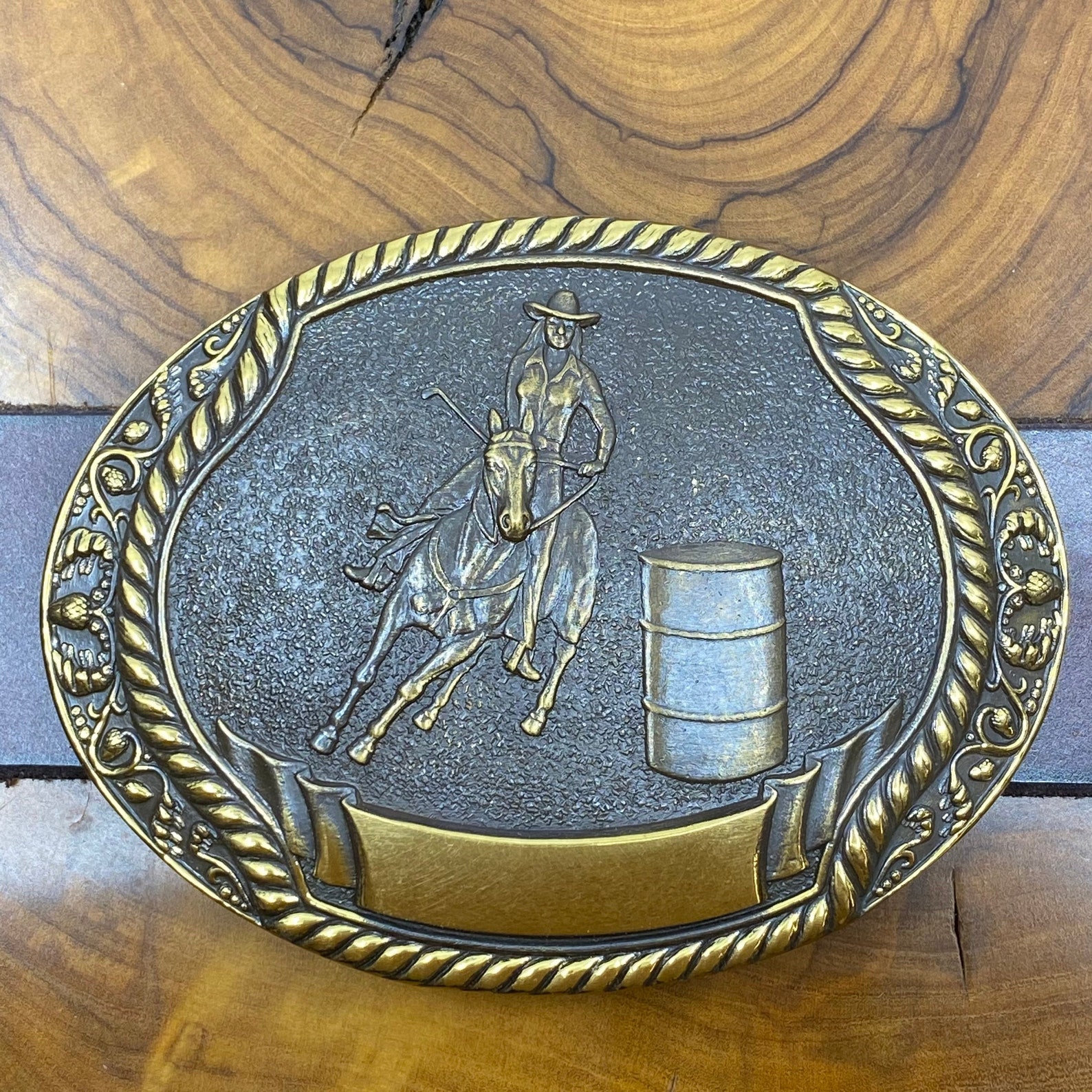 Barrel Racing Belt Buckle Solid Bronze Western Collection Etsy