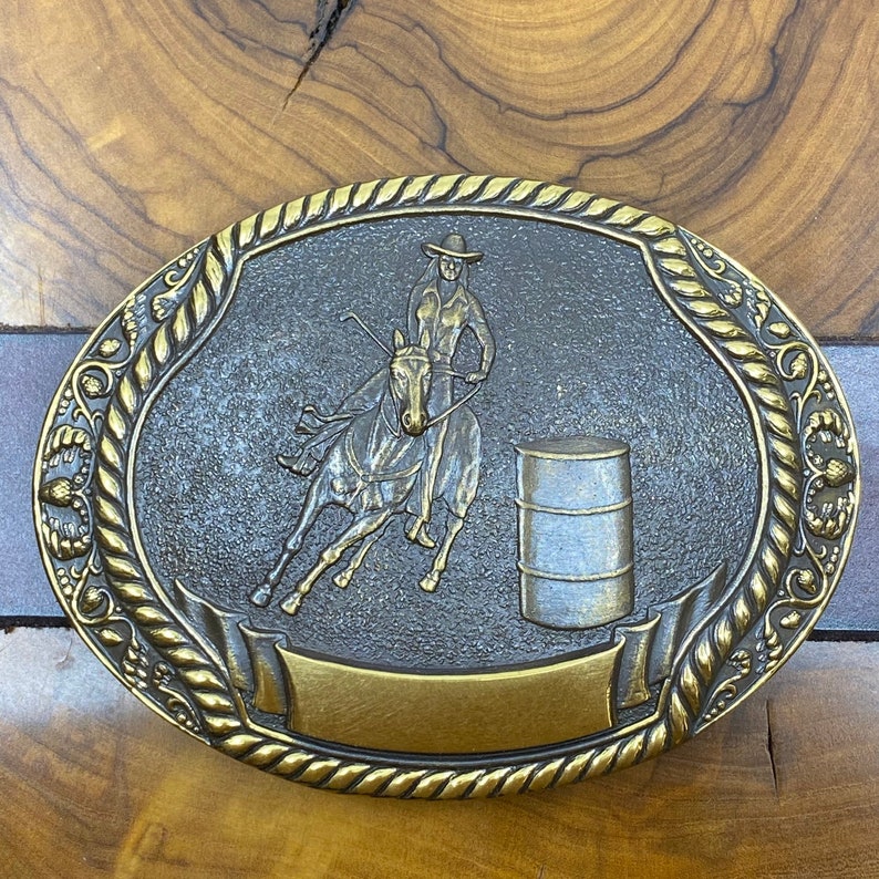 Barrel Racing Belt Buckle Solid Bronze Western Collection Etsy