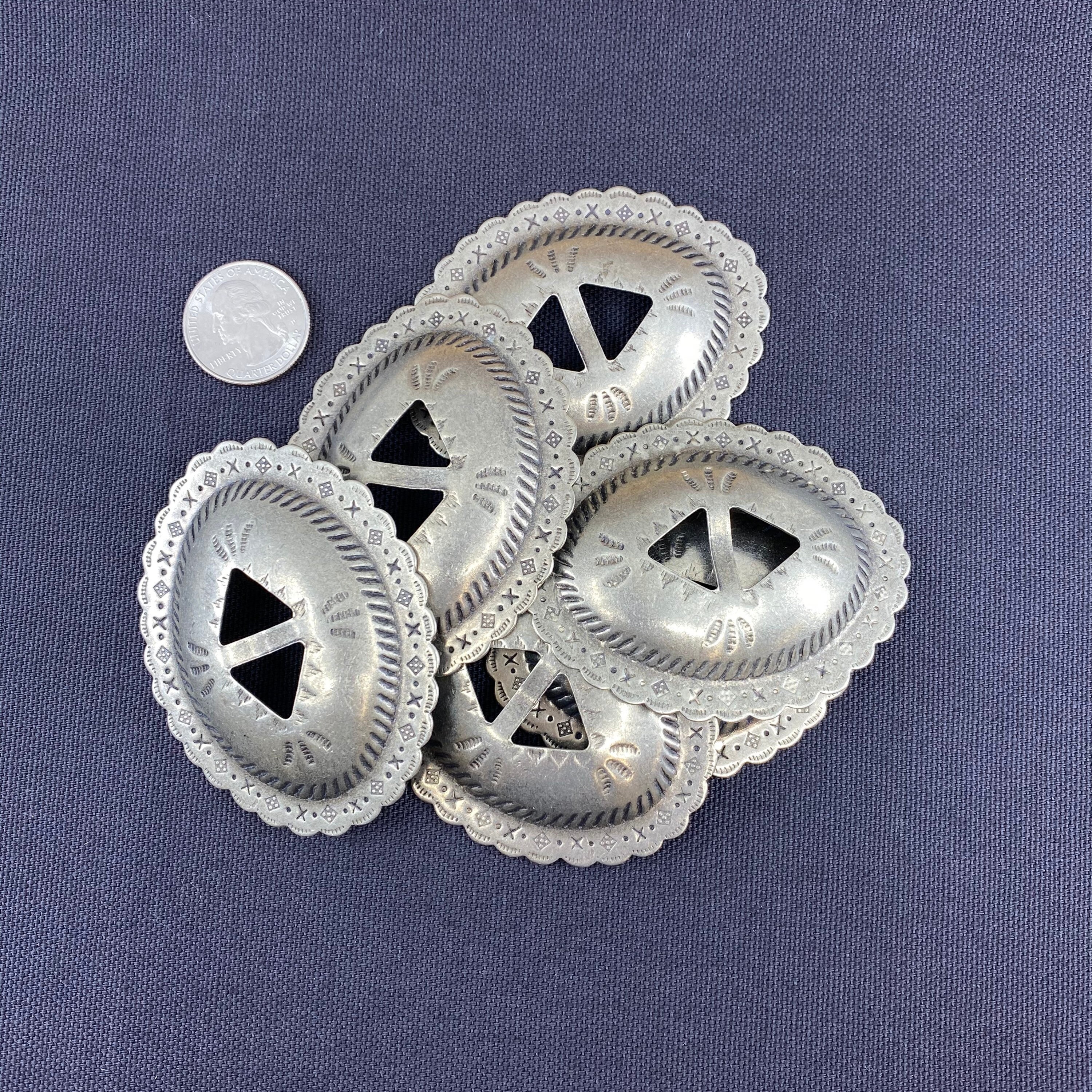 Sterling Silver Southwestern Concho Flower Button Covers Set of 5