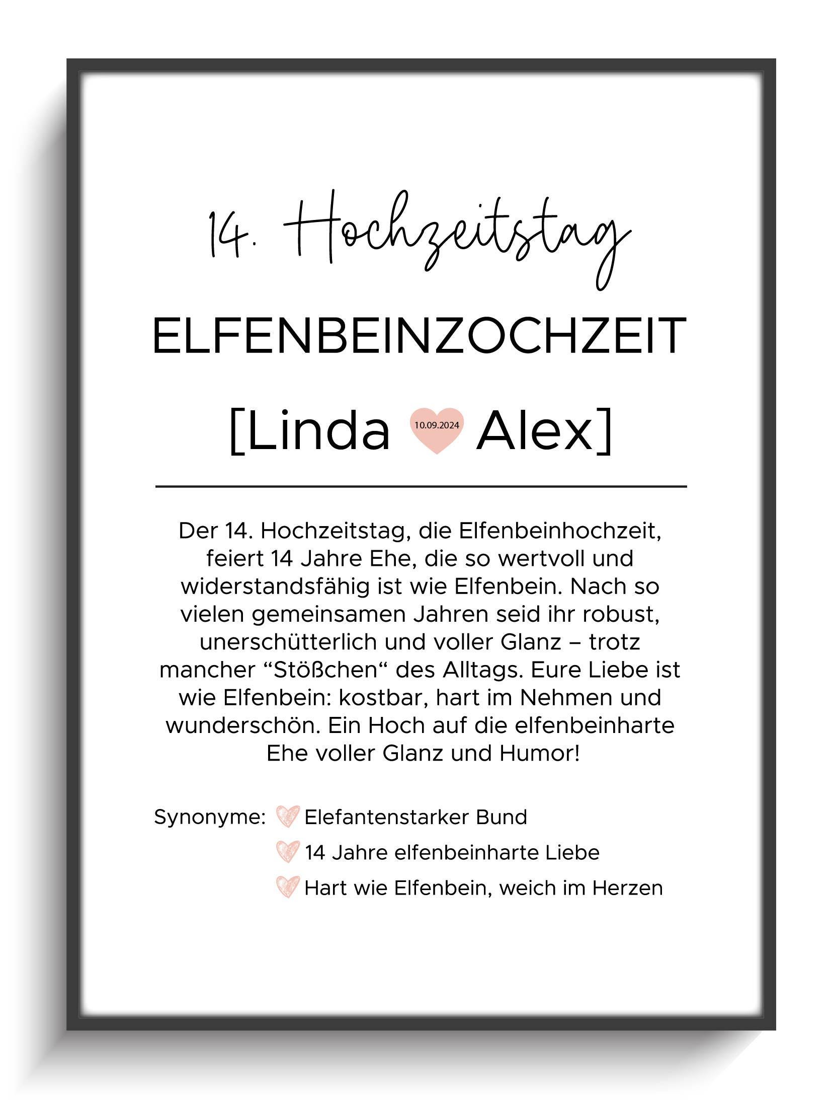 Glückwunschkarte Zum 14. Hochzeitstag – ‚14 Years Since We Tied The Knot!‘, 120x170 Mm, Mit Umschlag