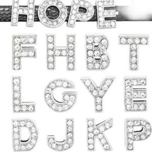 8mm Full and Half Rhinestone and Hollow, Fat and Plain Letter and Number SLIDER Charms
