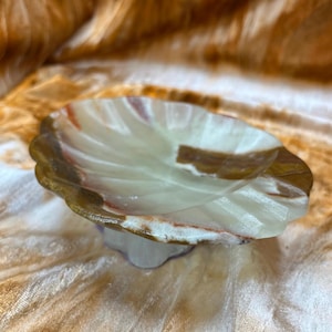Dekorative Onyx Muschelförmige Seifen-Beilagenschale - Vintage Stein Badezimmer-Eitelkeitsdekor